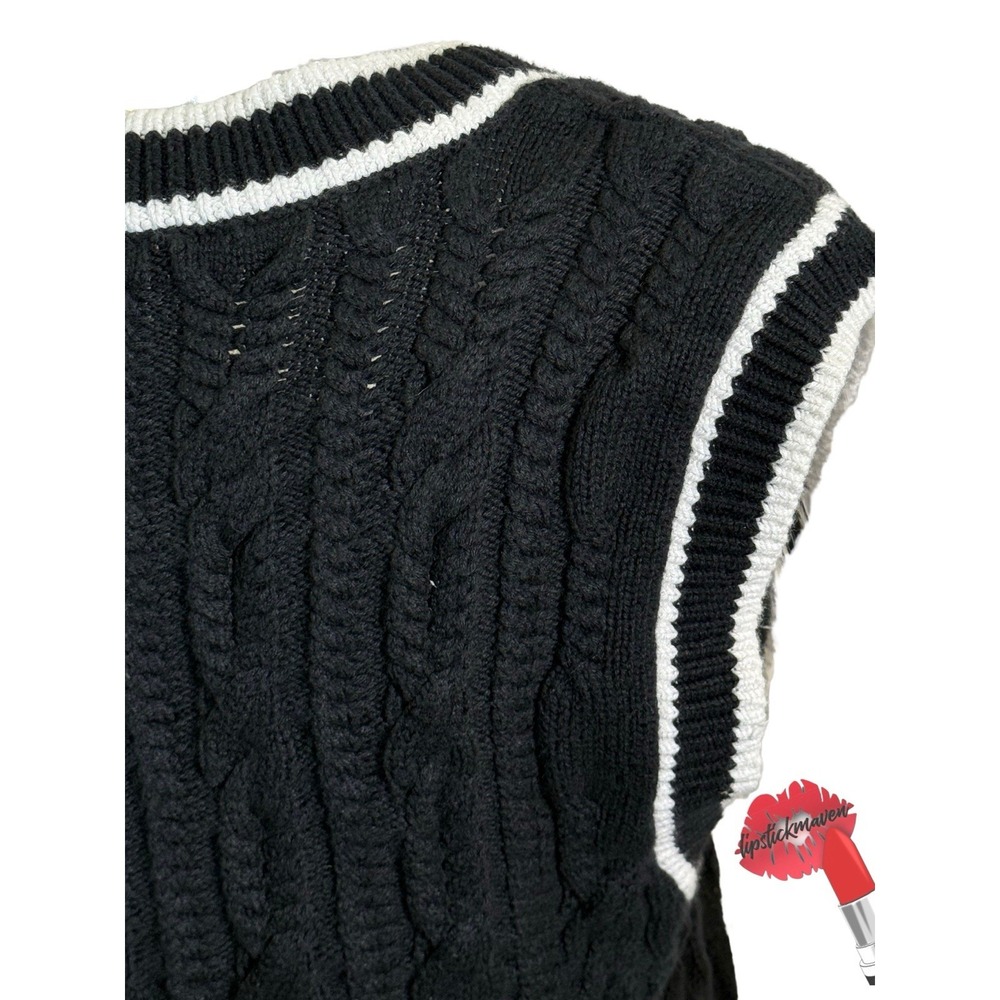 Abercrombie & Fitch Sweater Vest Womens Medium Navy Blue Y2K Tennis Tunic Preppy - Picture 4 of 13